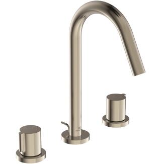 Ideal Standard Joy 3-Loch Waschtischmischer mit Metall-Ablaufgarnitur Silver Storm