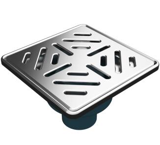 MERT Bodenablauf mit Edelstahlrost und Edelstahlrahmen Stripes (304), 150x150 mm