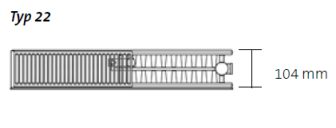 Purmo Ventil Compact Mittelanschluss Typ 22, Bauhöhe:400mm