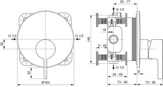 Ideal Standard Joy Brausearmatur UP Bausatz 2 Magnetic Grey