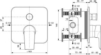 Ideal Standard Tesi Badearmatur UP Bausatz 2 eigensicher