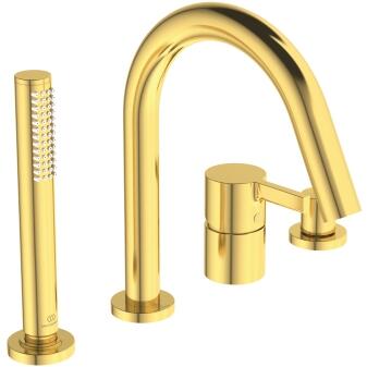 Ideal Standard Joy 4-Loch Wannenrandarmatur mit Auslauf, ausziehbarer Stabhandbrause und Umsteller