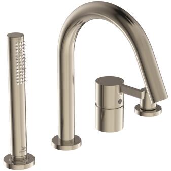 Ideal Standard Joy 4-Loch Wannenrandarmatur mit Auslauf, ausziehbarer Stabhandbrause und Umsteller