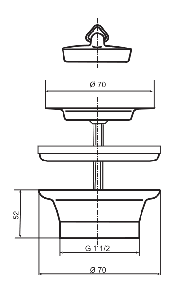 SANIT Ablaufventil G1 1/2x70x52 Stopfen/Öse