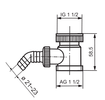 SANIT Verbindungsstück G1 1/2xG1 1/2 mit Geräteanschluss