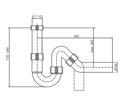SANIT Universal Rohrgeruchverschluss G1 1/2x50