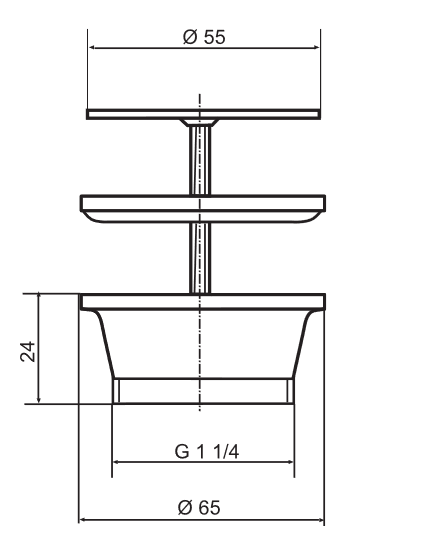 SANIT Universal-Ablaufventil 1 1/4 55 x 24 mit Siebplatte