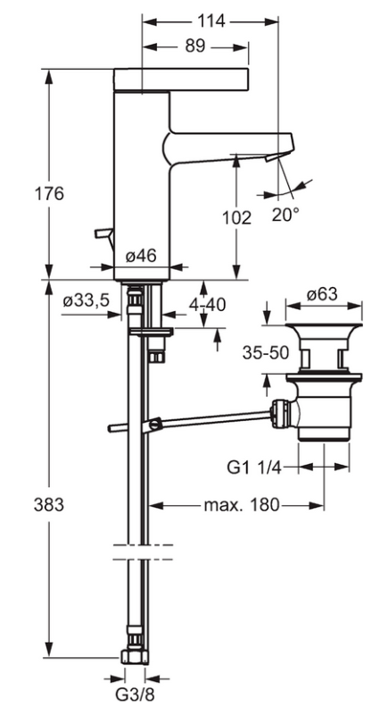 HANSALOFT Waschtisch-Einhand-Einlochbatterie,DN 15