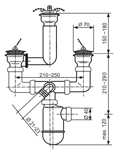 SANIT Ab-u.Überlaufgarnitur G1 1/2x40 mit Flaschengeruchsverschluss