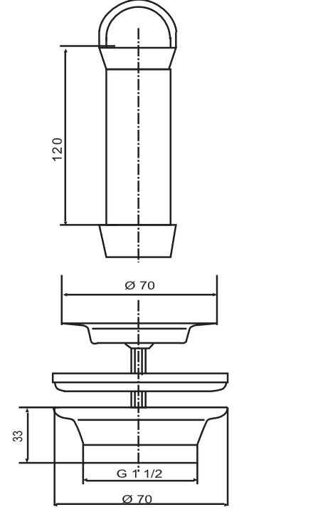 SANIT Standrohrventil G1 1/2x70x120