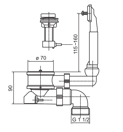 SANIT Körbchen-Ablaufgarnitur 1 1/2 mit Überlauf