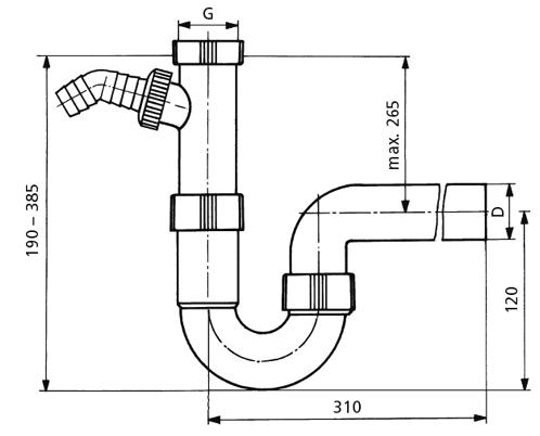 Sanit Röhrengeruchverschluss Spüle mit Geräteanschluss