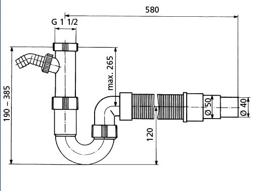 Sanit Röhrengeruchverschluss mit flexiblem Schlauch