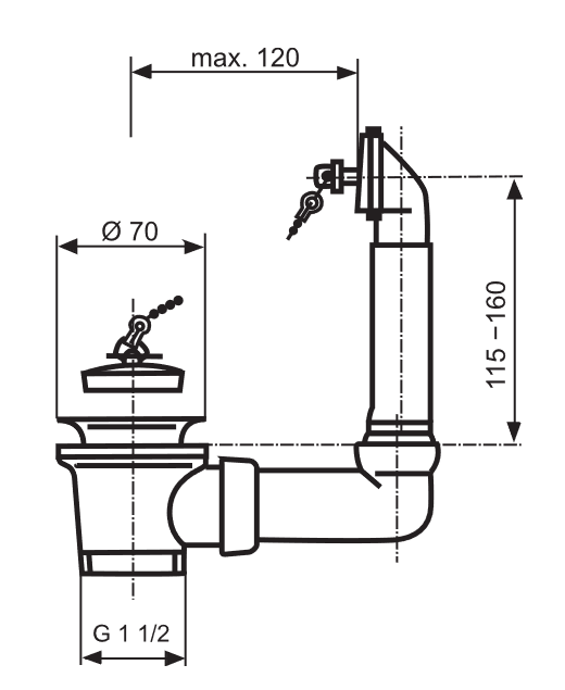 SANIT Ab-u.Überlaufgarnitur G1 1/2 ohne Geräteanschluss