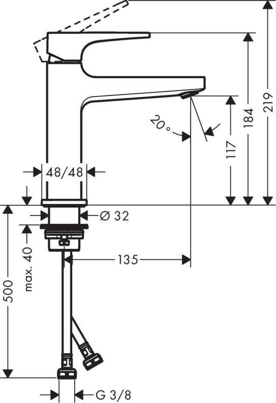 Hansgrohe Metropol Einhebel-Waschtischmischer 110 mit Hebelgriff und Push-Open Ablaufgarnitur