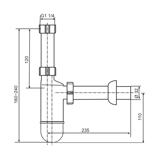 SANIT Flaschengeruchsverschluss 610/3 G1 1/4x32