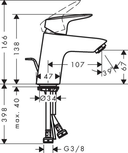 Hansgrohe Logis Einhebel-Waschtischmischer 70 LowFlow mit Zugstangen-Ablaufgarnitur
