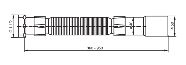 SANIT Flexschlauch 40/50x360-950mm