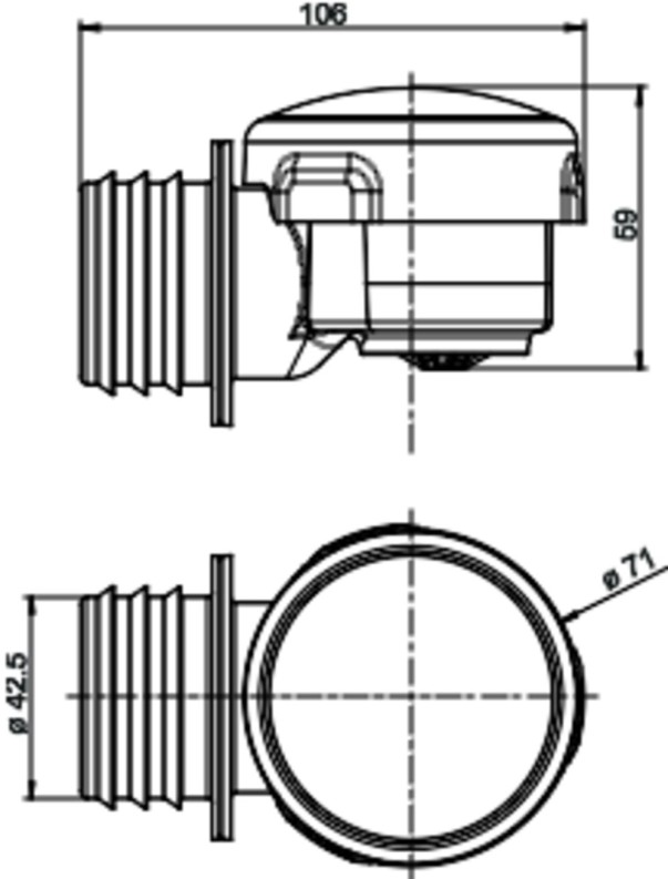 SANIT Rohrbelüfter ventilair DN 30-50 waagerecht