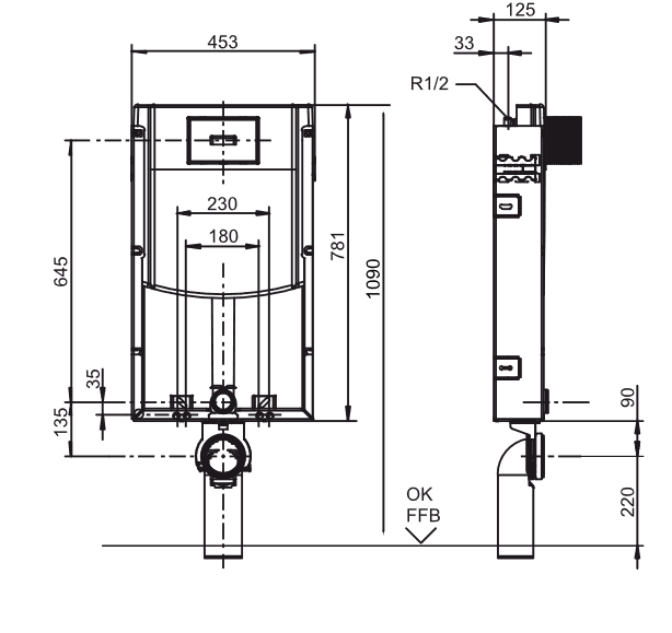 SANIT WC-Montageelement INEO IN ohne Fußstützen