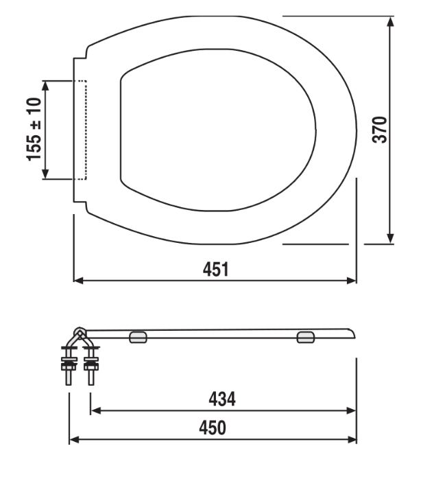 SANIT WC-Sitz ohne Deckel, Edelstahlscharniere, alpin-weiß