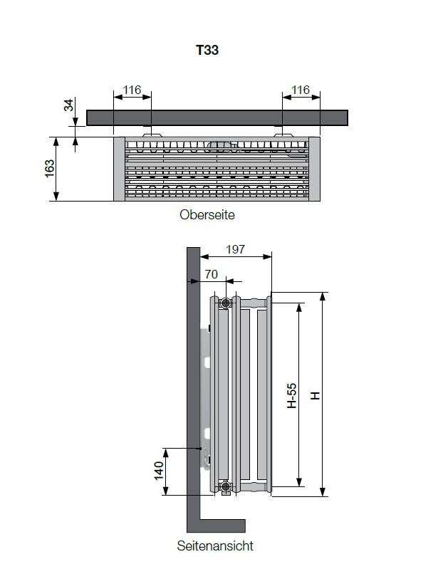 Vasco Flatline T33 Bauhöhe 500mm