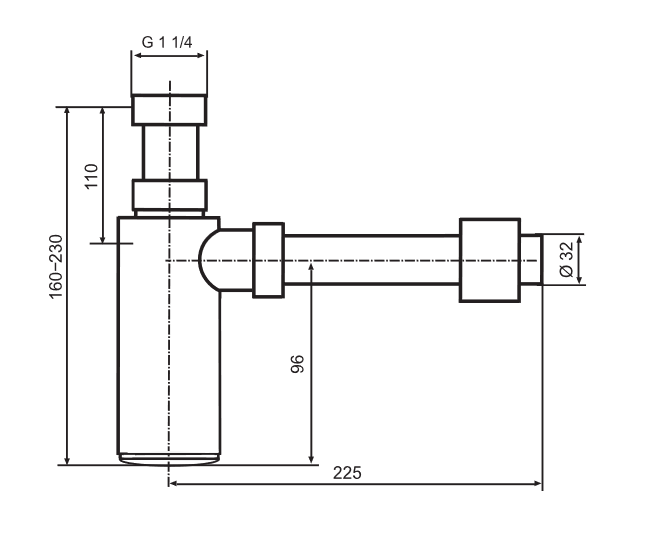 SANIT Design Geruchverschluss 607 1 1/4 x 32 mm, verchromt