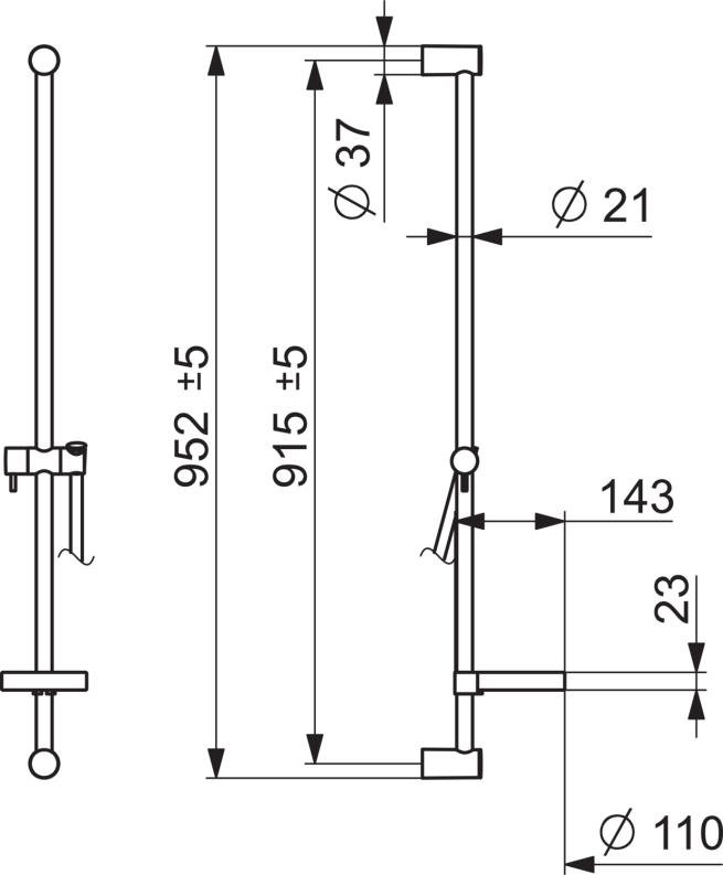 HANSA Wandstange HANSAVIVA 4413 965mm