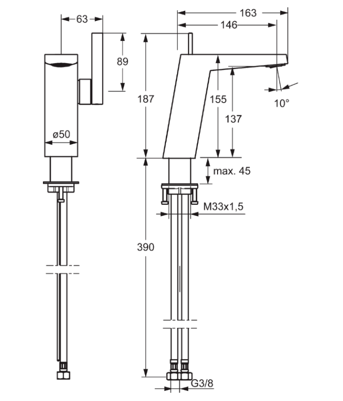 HANSALOFT Waschtisch-Einhand-Einlochbatterie, DN 15 ohne Ablaufgarnitur