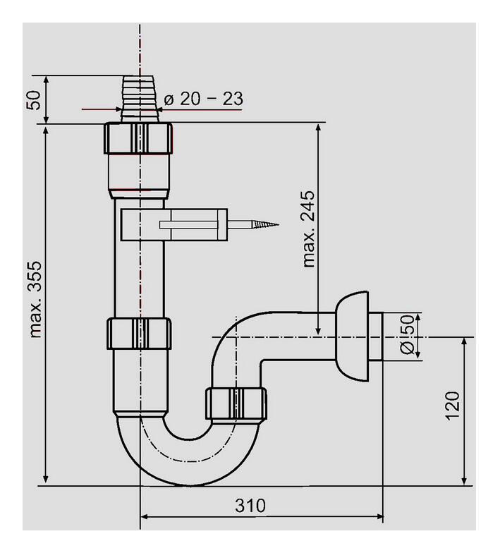 SANIT Rohrgeruchverschluss m.Schlauchtülle 1 1/2 x 50 mm