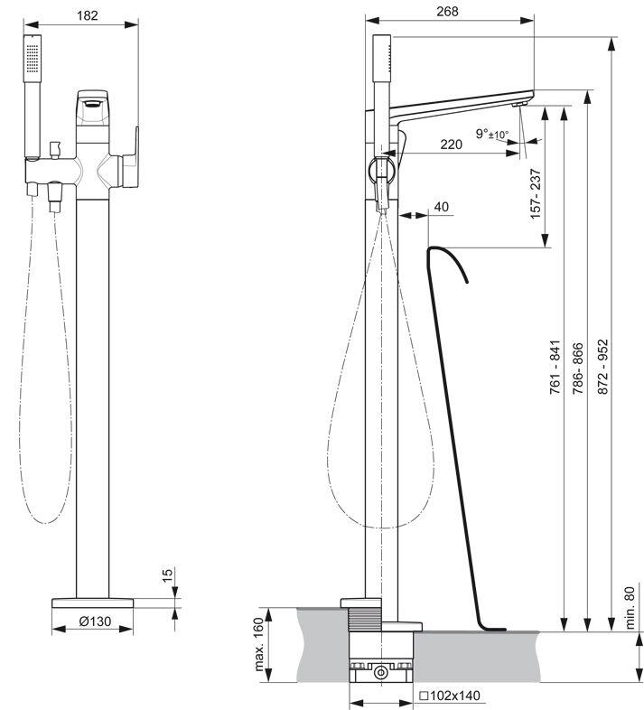 Ideal Standard Tonic II Freistehende Wannenarmatur Bausatz 2