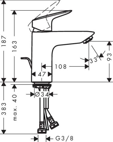 Hansgrohe Logis Einhebel-Waschtischmischer 100 LowFlow mit Zugstangen-Ablaufgarnitur