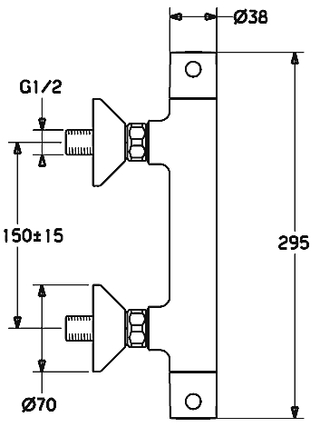 HANSAUNITA Brause-Thermostat-Batterie, DN 15 (G 1/2) für Wandaufbau