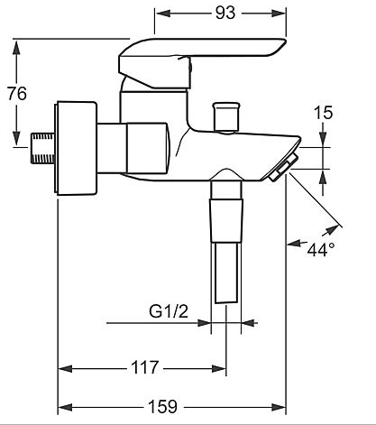 HANSAVANTIS Einhand-Wannen-Batterie, DN 15 (G 1/2) für Wandaufbau