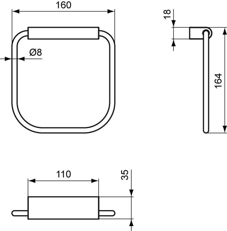 Ideal Standard Connect Handtuchring eckig (schwenkbar)