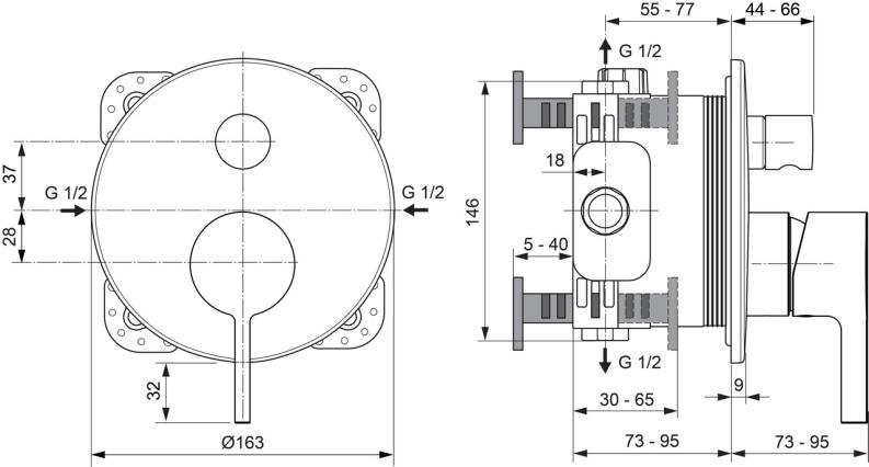 Ideal Standard Joy Badearmatur UP Bausatz 2 (eigensicher nach DIN EN 1717)