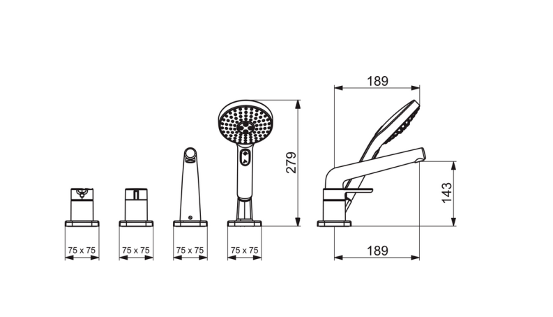 HANSADESIGNO Fertigmontageset Einhandmischer für alle 4-Loch-Einbausets
