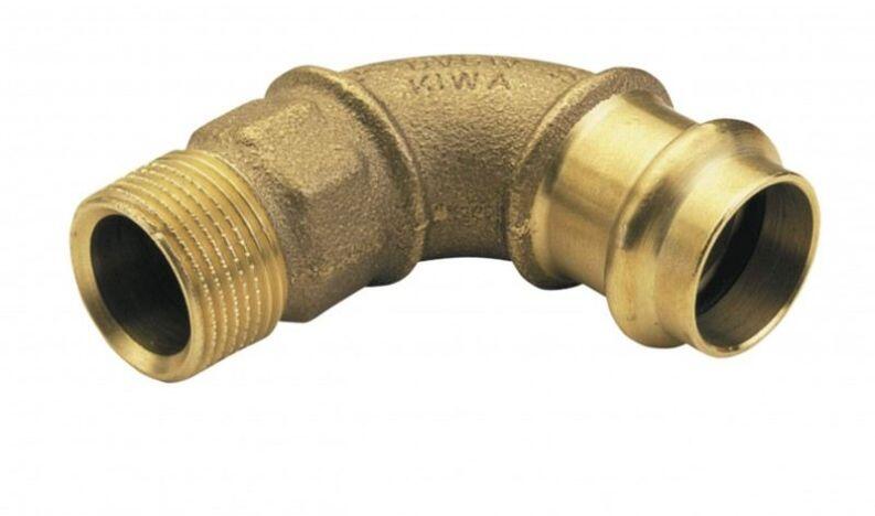 Kupfer Press Winkel 90° mit Aussengewinde