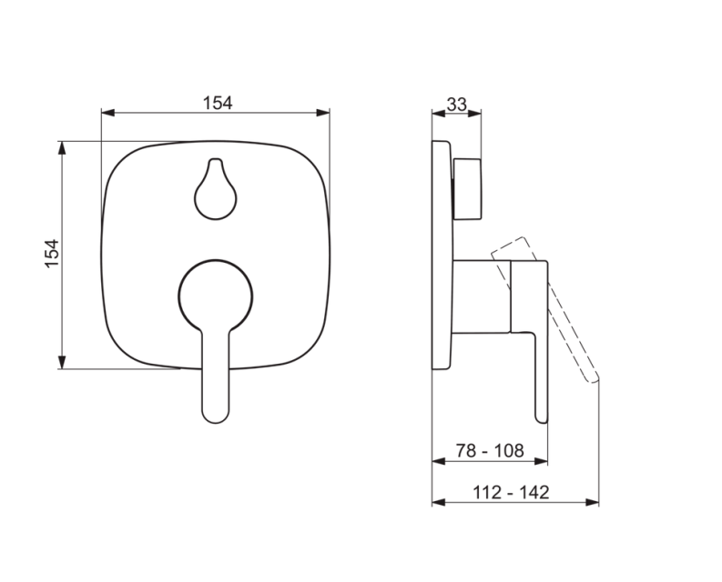 HANSADESIGNO Fertigmontageset mit Funktionseinheit Einhand-Wannen-Batterie