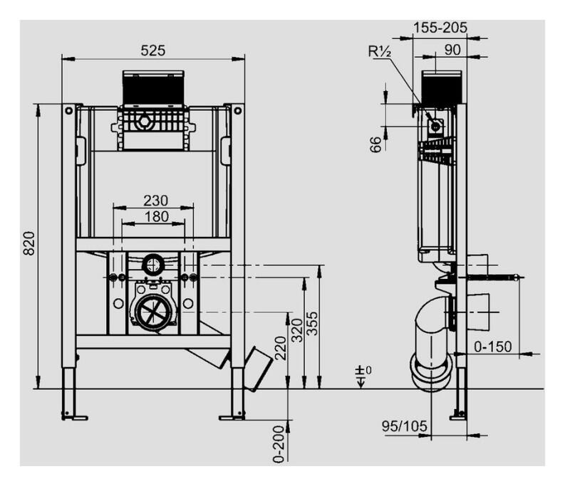 SANIT WC Element INEO FRONTOP 820 Betätigung von vorn/oben