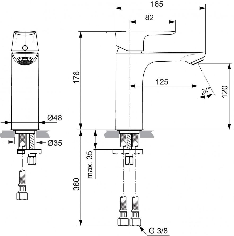 Ideal Standard Connect Air Waschtischarmatur Grande ohne Ablaufgarnitur